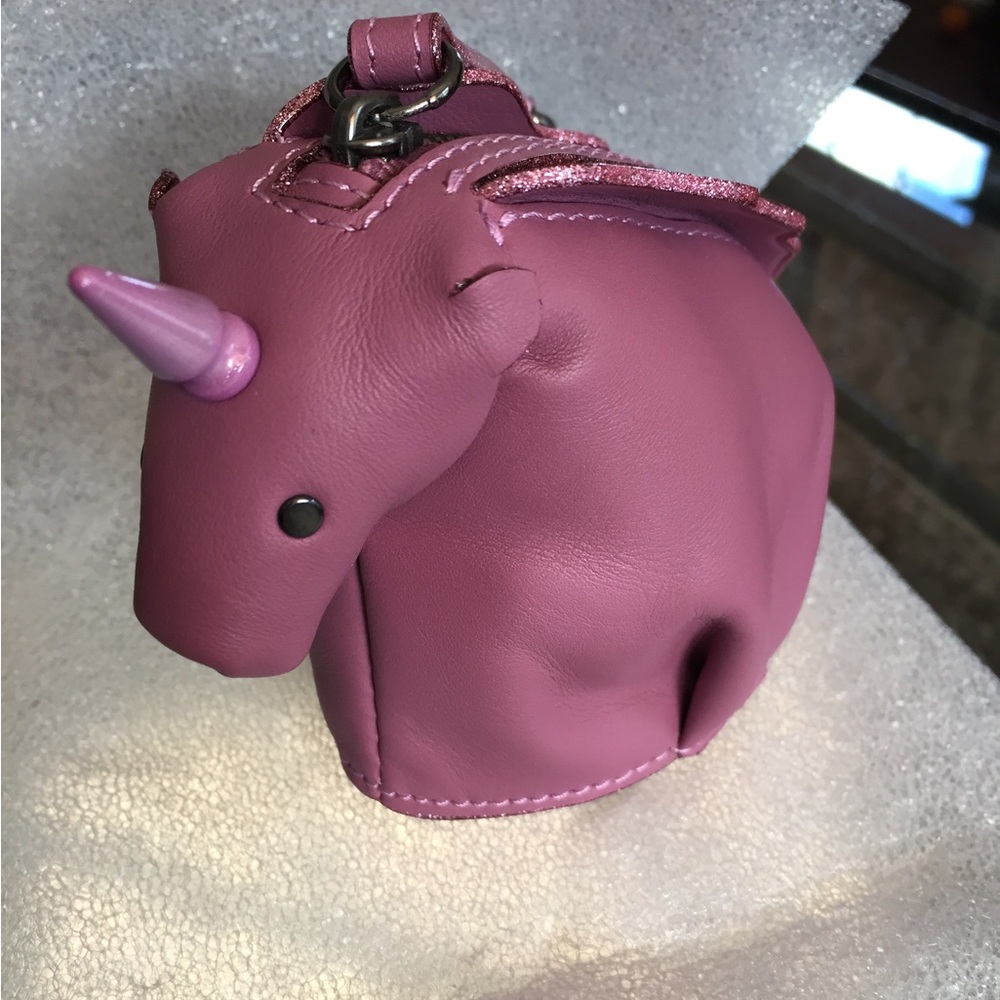 Coach Pink "Uni Coin" Unicorn Coin Purse / Bag Charm Rare NWT - Picture 2 of 3